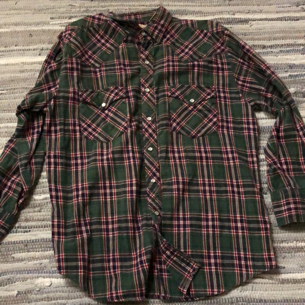 BIG MAC flannel authentic workwear shirts for men size Large hunter green red